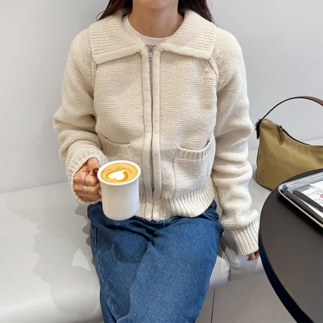 pocket zip knit cardigan