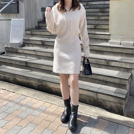 hoodie rib knit mini one-piece