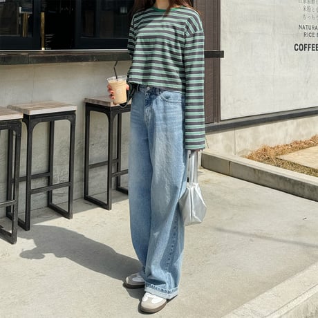 【SAMPLE SALE】cropped border long T