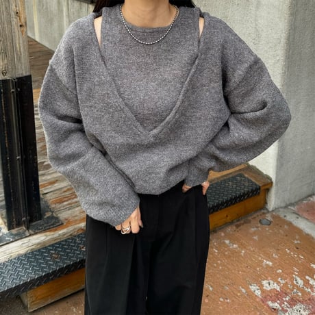 shoulder slit loose knit