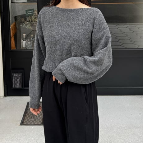 choker set boat neck knit pullover