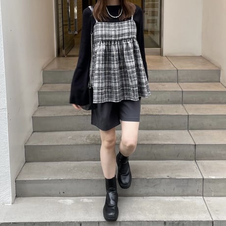 tweed check pattern bustier