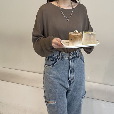 【SAMPLE SALE】boat neck sheer knit pullover
