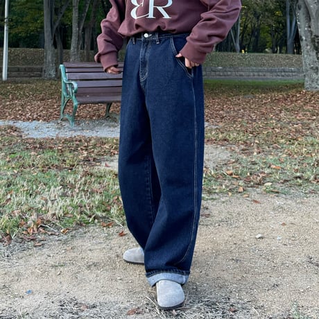 wide straight denim pants