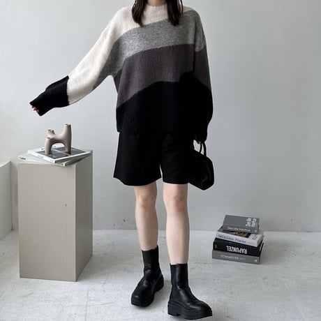 high-waist tuck half pants