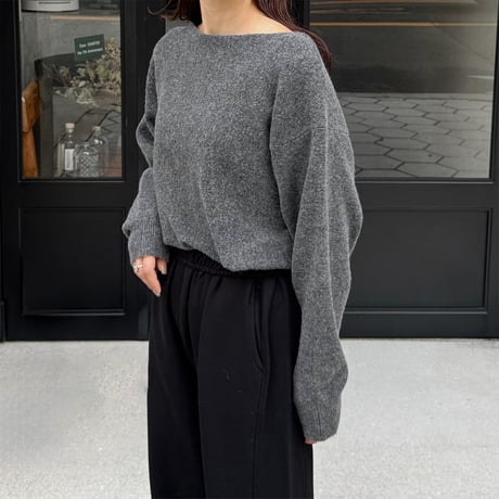 choker set boat neck knit pullover
