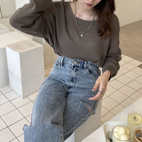【SAMPLE SALE】boat neck sheer knit pullover