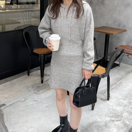 hoodie rib knit mini one-piece