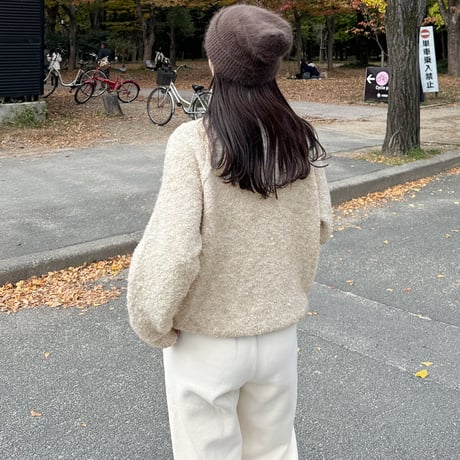 boucle zipper knit