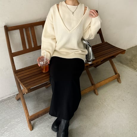 shoulder slit loose knit