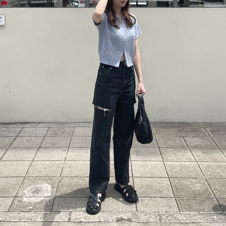 cable short W zip knit