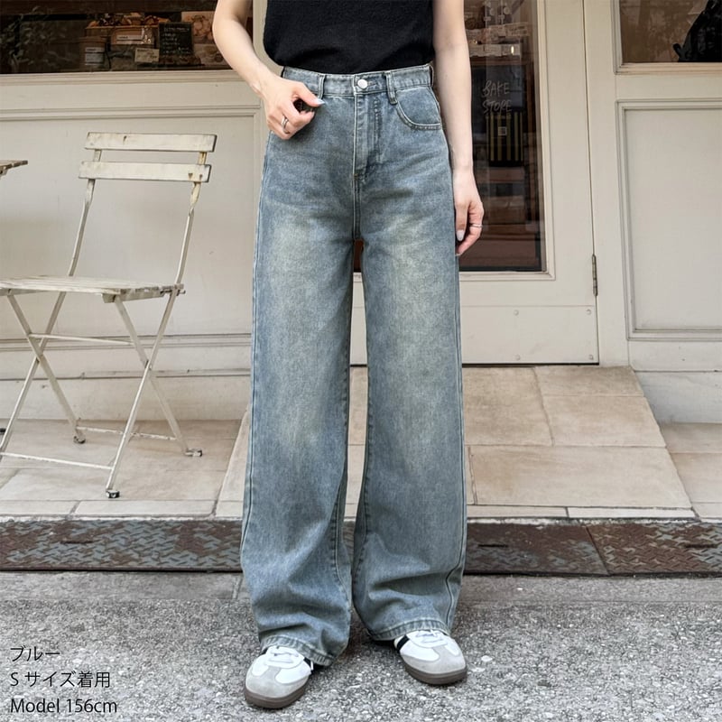 basic semi wide straight denim | LE MORE