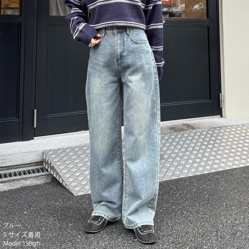 basic semi wide straight denim | LE MORE