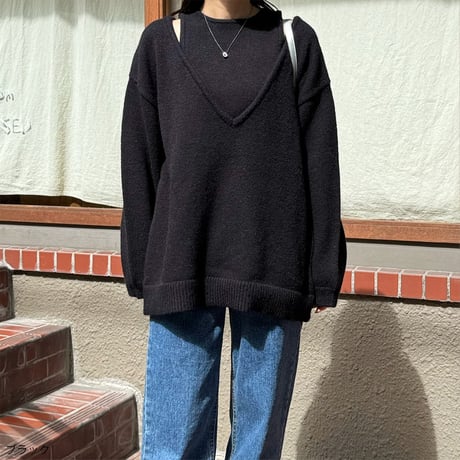 shoulder slit loose knit