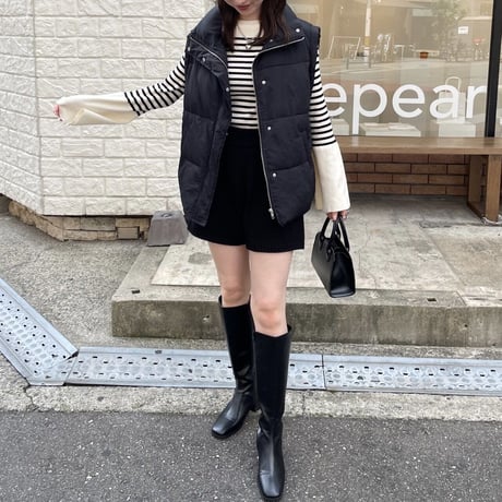 flare sleeve compact border knit