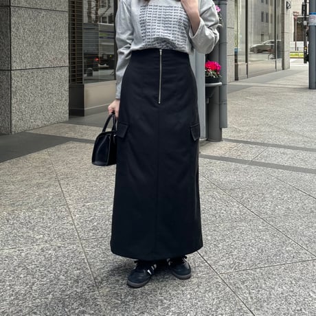 high waist zip cargo skirt