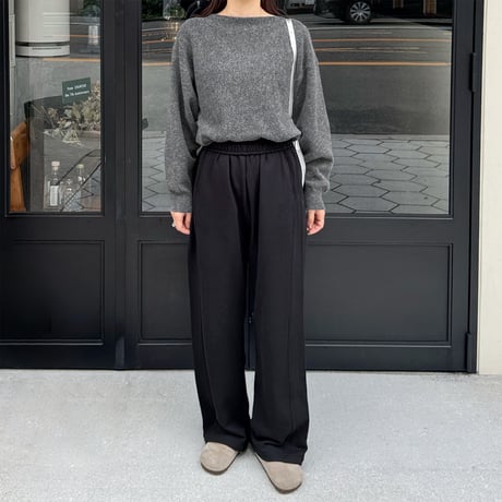 choker set boat neck knit pullover