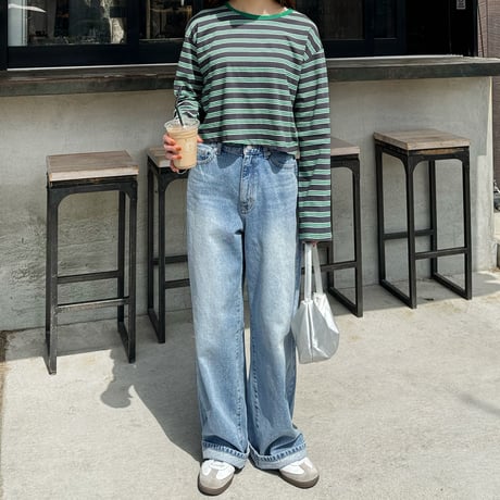 【SAMPLE SALE】cropped border long T