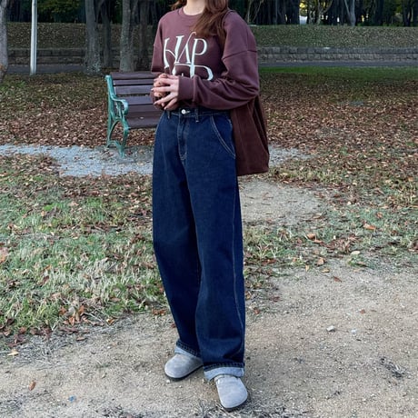 wide straight denim pants