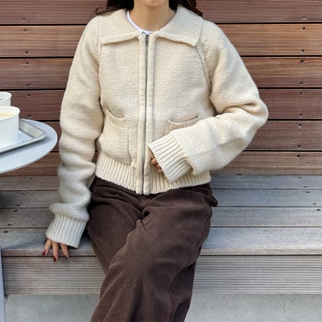 pocket zip knit cardigan