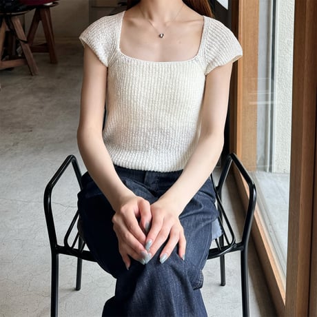 【SAMPLE SALE】wide square neck knit