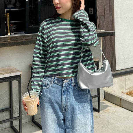 【SAMPLE SALE】cropped border long T