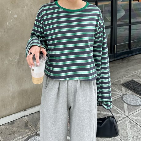 【SAMPLE SALE】cropped border long T