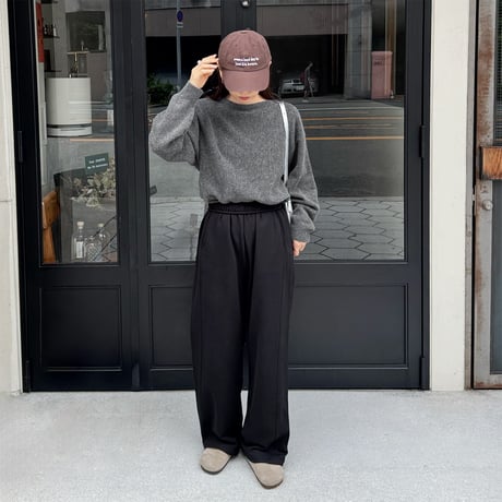 choker set boat neck knit pullover