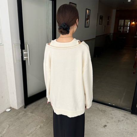 shoulder slit loose knit