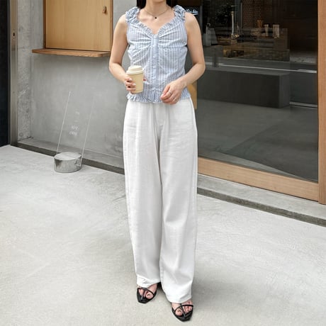 【SAMPLE SALE】stripe gather frill  blouse