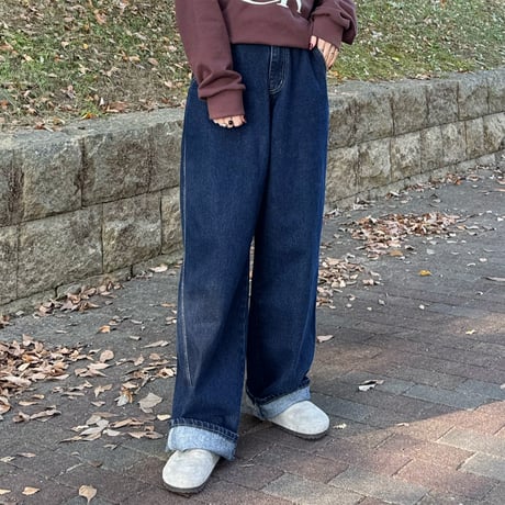 wide straight denim pants