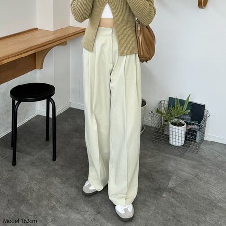 tuck twill wide pants