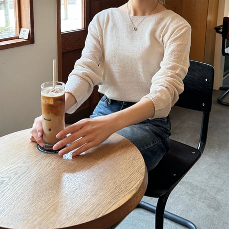 boat neck sheer knit pullover