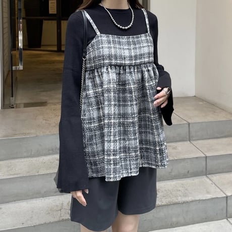 tweed check pattern bustier