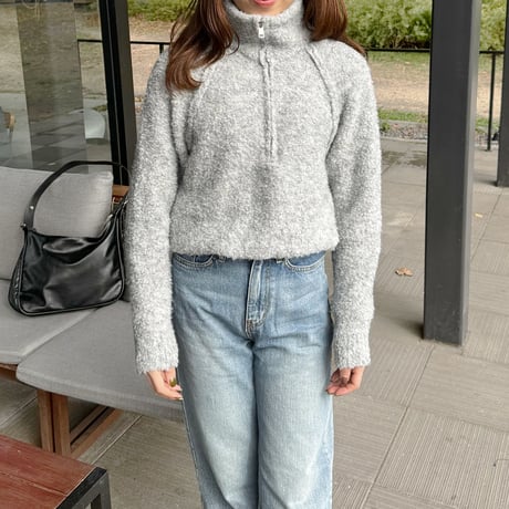 boucle zipper knit