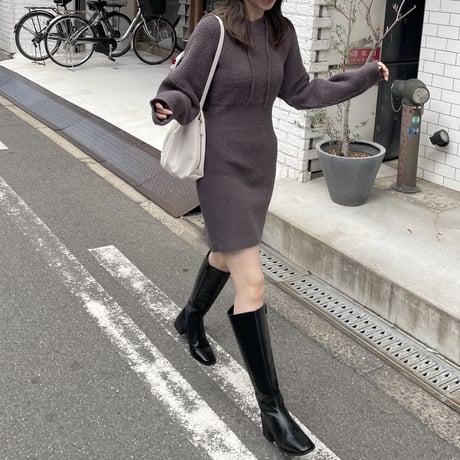 hoodie rib knit mini one-piece