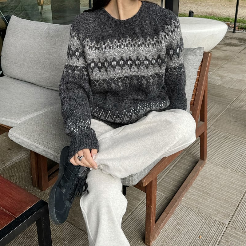nordic knit pullover | LE MORE