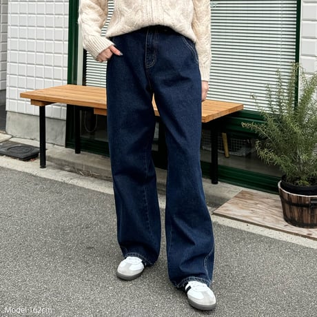 wide straight denim pants