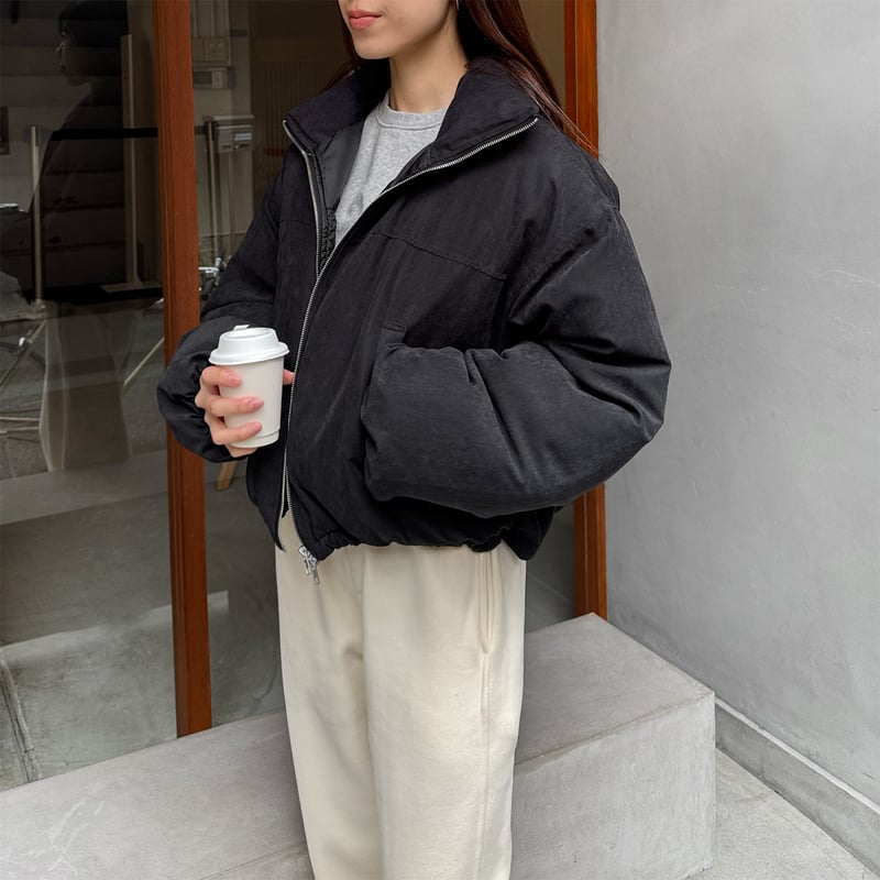 peach skin short down jacket | LE MORE