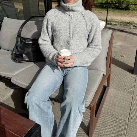 boucle zipper knit