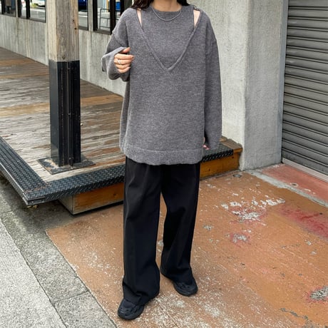 shoulder slit loose knit