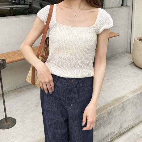 【SAMPLE SALE】wide square neck knit