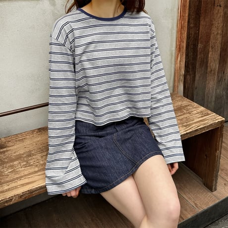 【SAMPLE SALE】cropped border long T