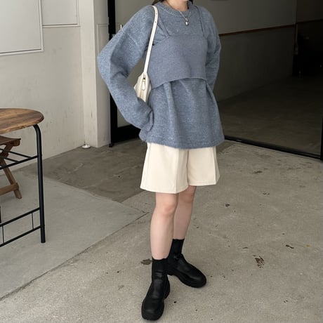 brushed twill half pants