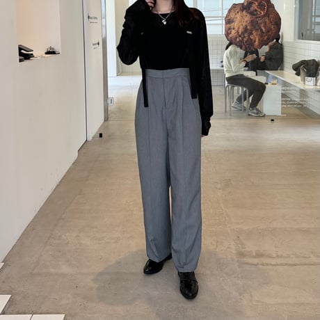 suspender high-waist slacks pants