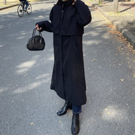 fake wool cape long coat