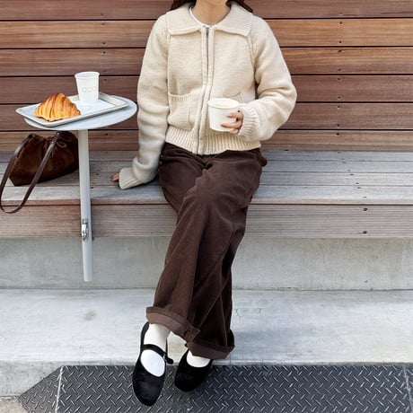 pocket zip knit cardigan