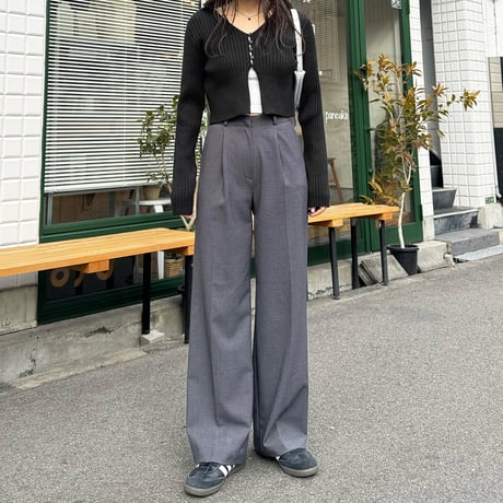 button rib short cardigan