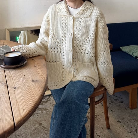 pattern design loose knit cardigan