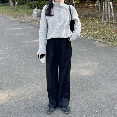 boucle zipper knit